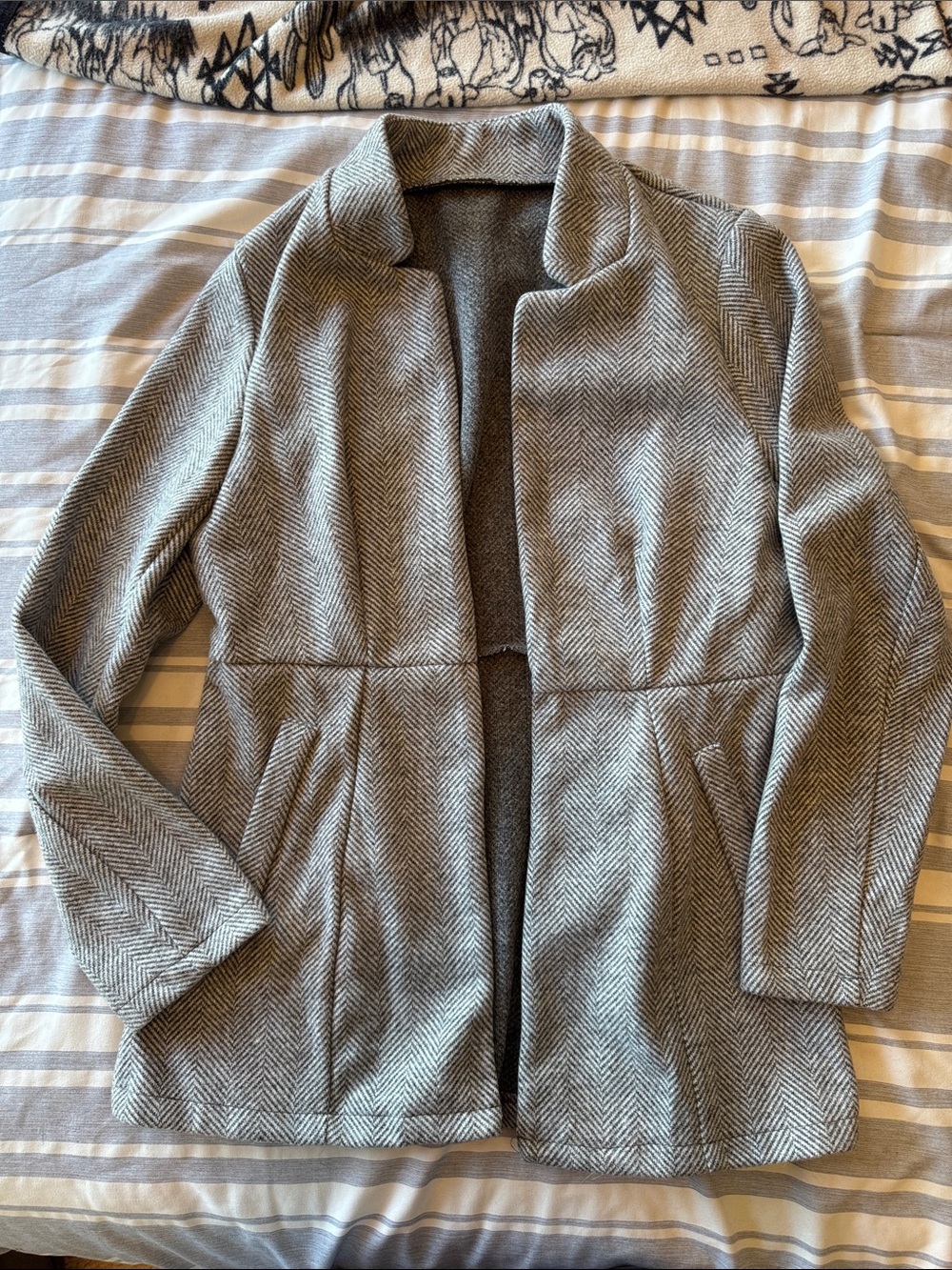 NWOT Gray Herringbone Open Front Women's Coat